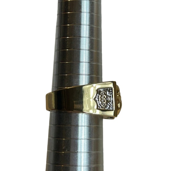 Mens Eagle Head Ring Size 11.5 Onyx Russian CZ Red Eye 18k Overlay Faux Ruby - Picture 10 of 12